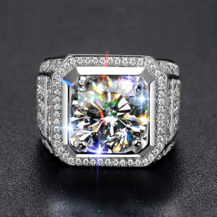 New Imported Moissanite Group Set with Full Diamond Men's Ring Luxury Atmosphere Classic Gimmus 5 karat Ring