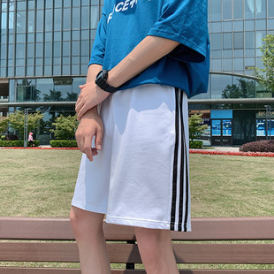 Summer Hong Kong Style Sports Shorts Male Students Loose Casual Sports Shorts Couple Striped Straight Pants Cross Border