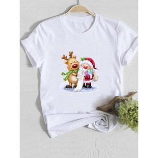 New Year Women Merry Christmas T-shirts Fashion Casual Cactu