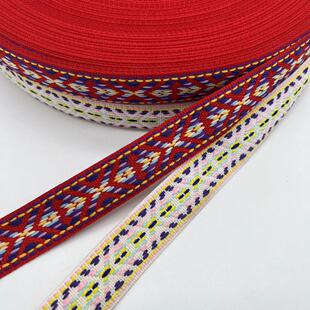 Factory Supply Polyester Ethnic Ribbon 2cm Shoes and Hats Bag Edge Belt Garment Accessories Color Jacquard Ribbon