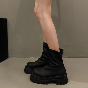 French Popular Slimming Small Thick Bottom Boots 2024 New Autumn New Chinese Style Fashionable Small Short Boots for Women