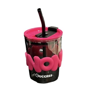 Internet Celebrity Glass Suction Tube Cup High Color Value Letter Water Cup Bamboo Cup Juice Cup Coffee Cup Hand Gift Cup Printing