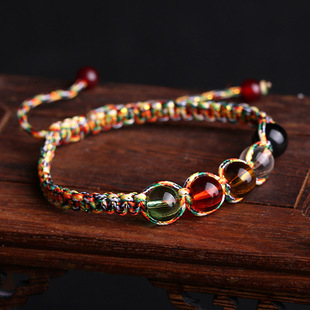 Dragon Boat Festival Five Elements Beads Bracelet Tibetan Colorful Rope Colorful Red Rope Glass Beads Seller Small Gift May Festival Gift