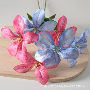 7 3D Flame Orchid Bauhinia Flower Wedding Simulation Flower Hall Arrange Flower Decoration Silk Flower Stage Road Fake Flower