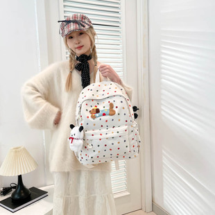 Dachshund Bag Junior Senior high school Student Schoolbag Women's Fashionable Wave Point All-match Backpack Large Capacity High-value Backpack