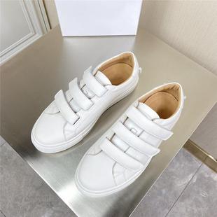 Jijia Velcro Men's Sneakers Leather Color-matching White Shoes Low-top Casual Shoes Leg Black Shoes Lace-free Single-layer Shoes