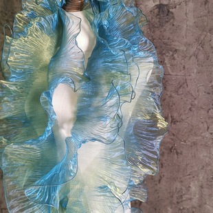 Large wave lace accessories organza transparent three-dimensional pleated ruffled wedding dress accessories designer fabric