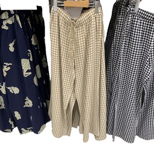 Japanese women's seersucker elastic trousers casual pants plume pants straight pants 2025 spring and summer new 476165