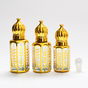 Electroplated octagonal oil bottle 12ml ball glass bottle portable small sample walking bead perfume bottle cosmetic empty bottle