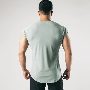 Cotton Stitching Loose Sweat Absorbing Sports Elastic Short Sleeve Men's Breathable Running Sleeveless Training Fitness Clothes Waistcoat