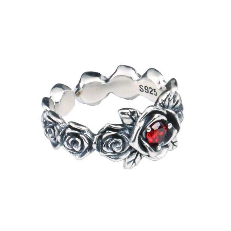 Xiaojun European and American Hot-Selling Red Rose Cross Spoon-Shaped Ring Retro Victorian Style Adjustable Ring