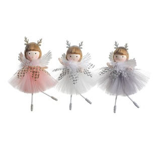New Cross Border Christmas Tree Decoration Mesh Dress Angel Antlers Girl Pendant Christmas Decorations