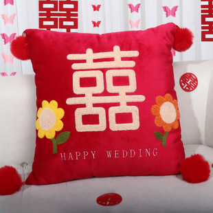 Wedding Room Decoration Sofa Waist Pillow Core Cushion Wedding Big Red Pillow Pillow Case Wedding Supplies