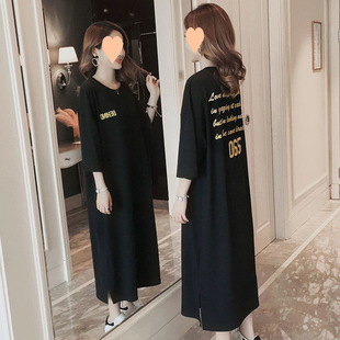 plus size chubby girl 1.00 kg-150.00 kg Nightgown Women's Summer Loose Mid-length Over-the-knee Cardigan Nightgown Outwear Home Clothes