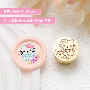 New Hello Kitty Fire Paint Seal Copper Head Pattern Cute Kitty Strawberry Friends Classmate Birthday Envelope Decoration