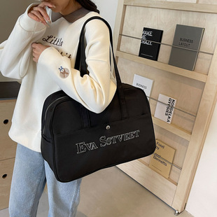 Letter Embroidered Shoulder Bag Women's Nylon Casual Travel Bag Large Capacity Commuting Underarm Women's Bag Outgoing Shopping Bag