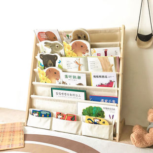 Solid Wood Children's Bookshelf Picture Book Rack Floor Storage Rack Book Storage Ins Style Picture Book Rack Book Storage