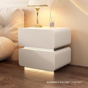 Bedside Table Italian Normcore Bedroom Storage Cabinet Simple Modern Cream Style Solid Wood Full Floor Bedside Small Cabinet