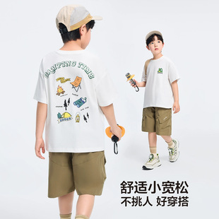 Children's Wear Boy's Cotton Short-sleeved Middle and Large Children's Casual T-shirt for Summer 2025 New Style Boy's Western Style Top for Summer
