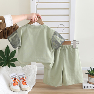 Boys' Fashion Gradual Change Tie-Dye Letter Sports suit Summer 2025 Children's Casual Loose Short-sleeved Two-piece Set