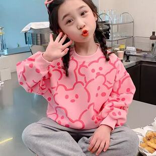Girls' 2024 New Sweatshirt Spring and Autumn Pink Children's Clothes Baby Spring Jacket Stylish Long Sleeve Clothes