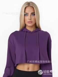 Foreign Trade Fleece-lined Short Sweater Women's Spring and Autumn Navel Thickened Coat Sexy Fleece Top Fashion Explosion Hoodie