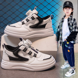 Girls' shoes 2023 autumn new children's leather non-slip soft bottom board shoes medium and big children girls' casual sneaker tide