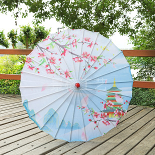 Antique Umbrella Printed Silk Umbrella Scenic Spot Shopping Mall Ceiling Decorative Umbrella Hanfu Ancient Dress Dance Photo Performance Prop Umbrella