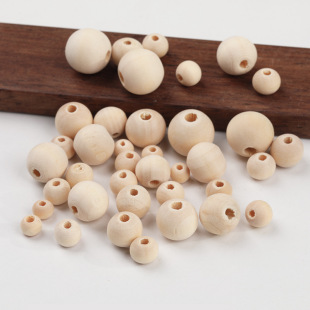 Manufacturer Supply Original Wood Color Wooden Beads Lotus Wood Loose Beads Hemp Rope Combination 300 Round Beads Boxed Beads Jewelry Accessories