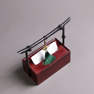 New Chinese Style Paper Box Purple Bamboo Living Room Home Tea House Homestay Solid Wood Napkin Box Tea Table Zen Decoration Ornaments