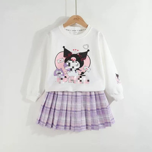 Girl's coolomi top Princess dress suit spring and autumn Western style short big children's cute sweater skirt two-piece set for women