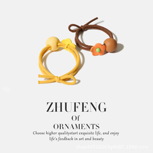 Japanese Style Cute Girl's Heart Frosted Small Flower Hair Ring Simple All-match Ponytail Ball Hair Accessories Rubber Band Durable