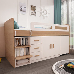 Children's Bed Desk Integrated Children's Half-height Bed with Wardrobe Storage Small Apartment Multi-functional Cabinet Combination Set
