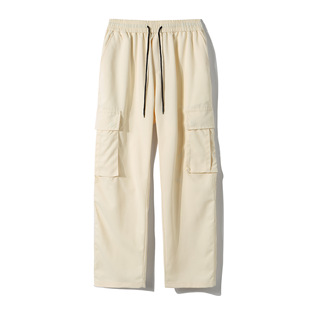 LKTM Men's# American Street Multi-Pocket Tie Rope Crane Pants Men's and Women's Fashion Brand Dagging Loose Wide Leg Casual Pants