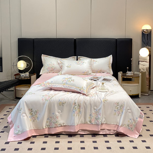 New Washed Tencel Summer Quilt Four-piece Set Cool Silk Summer Quilt Air-conditioning Quilt Summer Gift Thin Quilt Wholesale