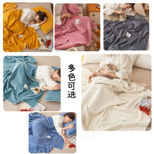 Nordic Solid Color Waffle Blanket Double Layer Composite Blanket Soft Waxy Cat Blanket Summer Quilt Air-conditioning Blanket Four Seasons Universal