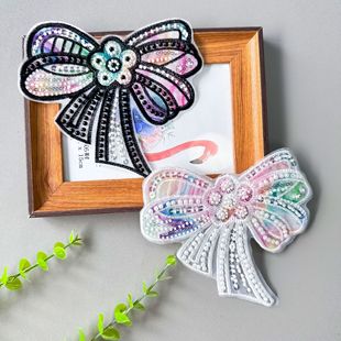 Organza sequins embroidered flower bow clothing accessories women's new cloth stickers fabric curtain accessories factory direct sales