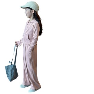 YOJIA girls suit spring and autumn 2024 new western style lazy children's clothing early autumn thin children's two-piece autumn clothing