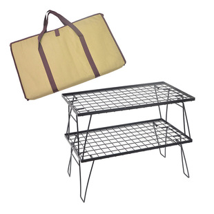 Outdoor Multifunctional Folding Net Table BBQ Camping Portable Bamboo Board Table Camping Picnic Tableware Drain Rack Grid Table