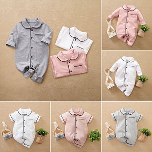 Cross-Border Infant and Kidsren's Pajamas, Male and Female Baby One-Piece Rompers, Long-Sleeved Baby Onesies, Baby Onesie