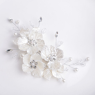 European and American Cross-border New Korean Handmade Dress Women's Edge Clip Jewelry Petal Pearl Head Flower European and American Hair Headwear