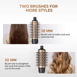 Cross-border new three-in-one hot air comb left and right roll automatic curling iron hot air straightener straight roll dual-purpose hair dryer