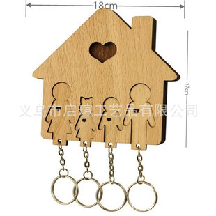 Cross-Border New Product Wooden Couple Keychain Home Wall Hanging Creative Family Key Hanger Wooden Crafts