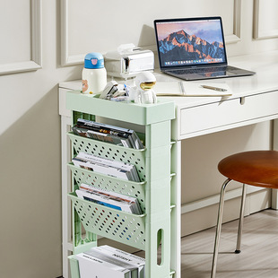 Simple table side floor movable bookshelf Student Book office storage artifact multifunctional storage rack with roller