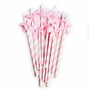 Factory in stock wholesale creative bow paper straw party decoration dessert table birthday dress Pudding bottle plug-in