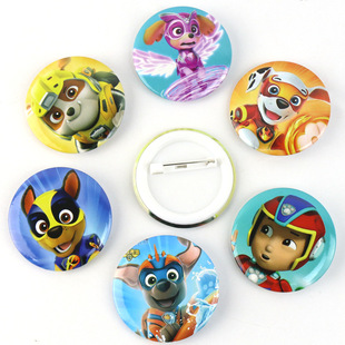Cross-border children's cartoon dog Wang Wang team made great contributions round student schoolbag with pendant badge tinplate badge