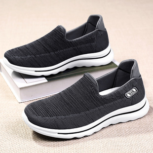 Shoes Men's New Casual Walking Shoes Source Factory Comfortable Soft Sole Middle-aged and Elderly Dad Shoes Slip-on Lazy Shoes