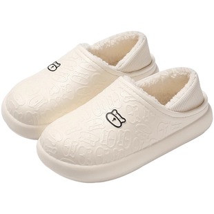 in stock waterproof cotton slippers women's winter home indoor household non-slip plush bag with thick bottom cotton shoes men's wholesale winter