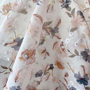 Multi-Color Flower cloth printed embroidered fabric flower cloth punching embroidery cloth geometric hollow printed embroidery cloth in stock