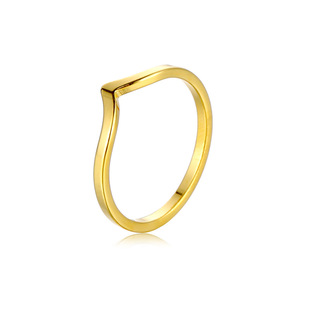 European and American titanium steel V-shaped ring laser cutting wave finger ring niche design all-match first jewelry women's cold style